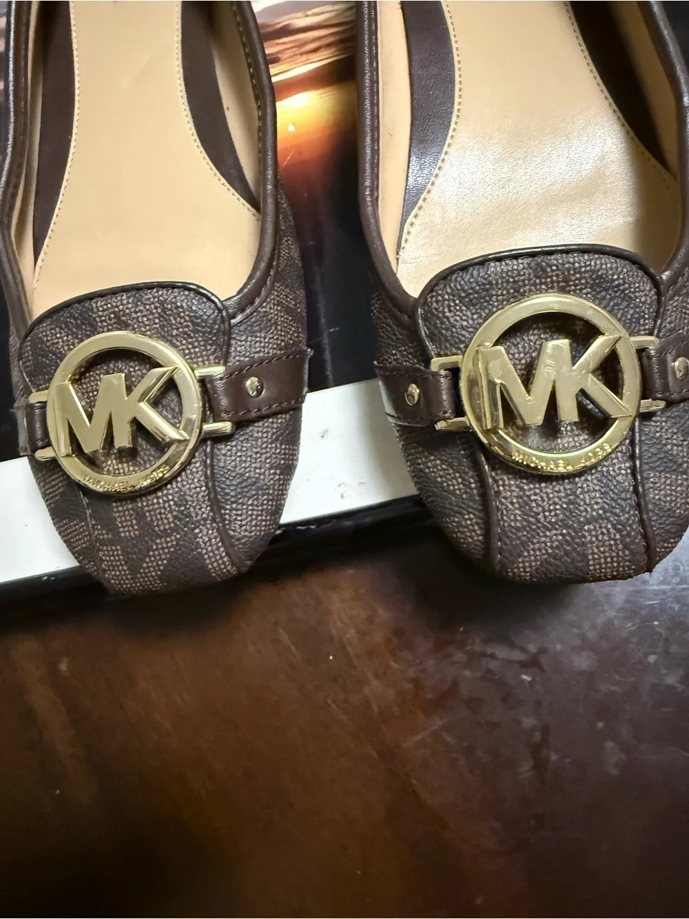 Michael Kors Brown Logo MK Circle Ballet Flats